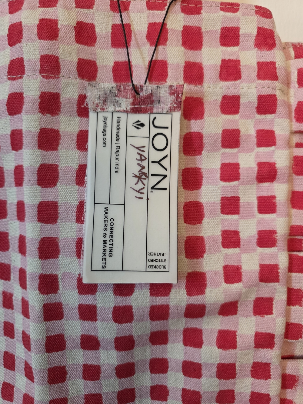 Patterned RED Checked Ruffle Tote - Picture 2 of 5